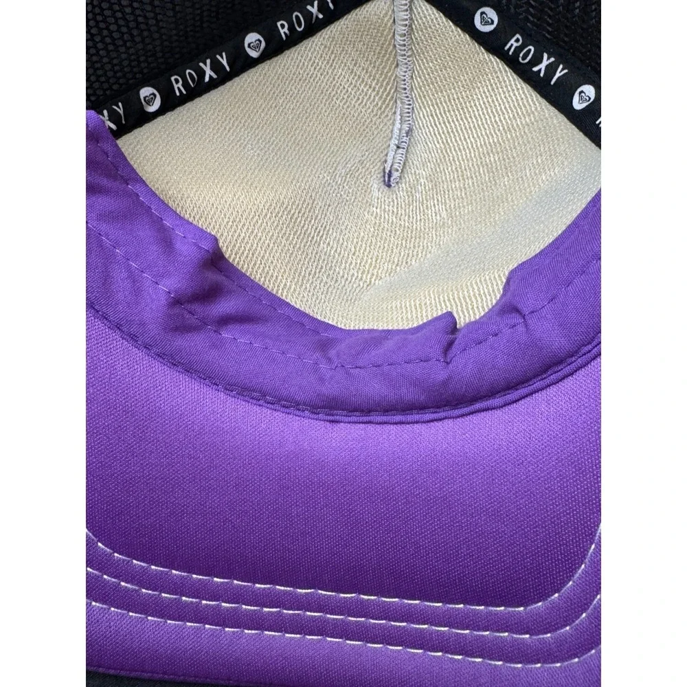 Roxy Wild Beach Trucker Hat Purple Black Mesh Snapback Cap Y2K Surf Streetwear